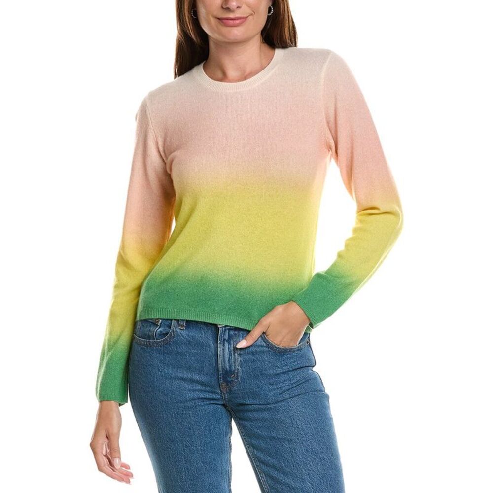 Brodie Cashmere Womens  Bali Print 100% Cashmere Sweater, Orange